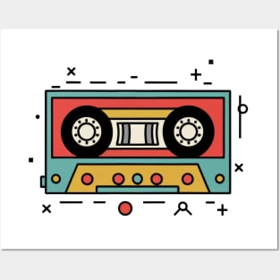 Retro Audio Cassette Tape Illustration Posters and Art